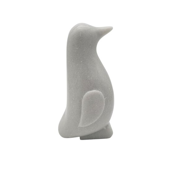 Carved White Marble Penguin Sculpture 8" Tall - Picture 2 of 6